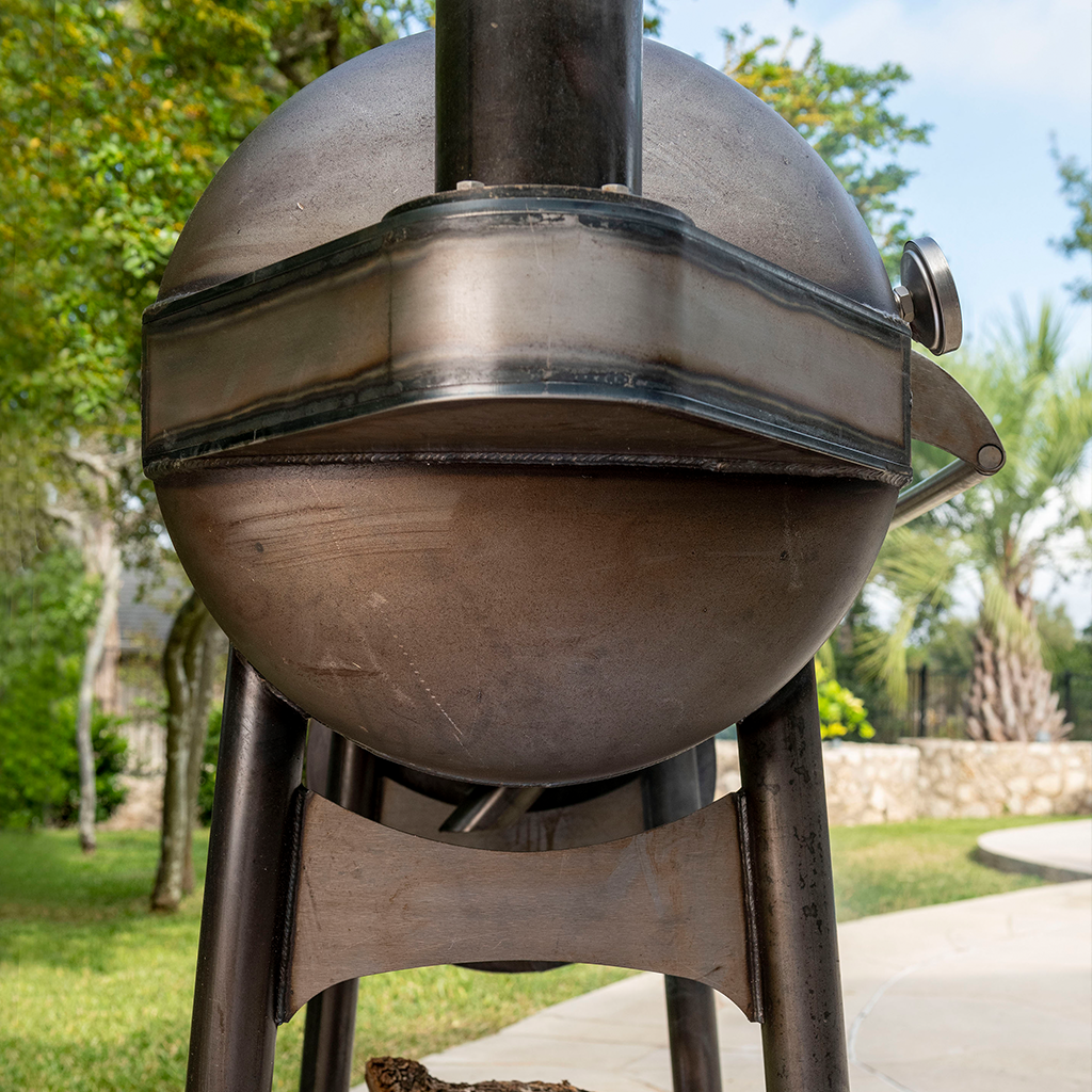 Aaron Franklin Barbecue Pit | 1/4-Inch Rolled American Steel Offset BBQ  Smoker w/ 42-Inch Cook Chamber
